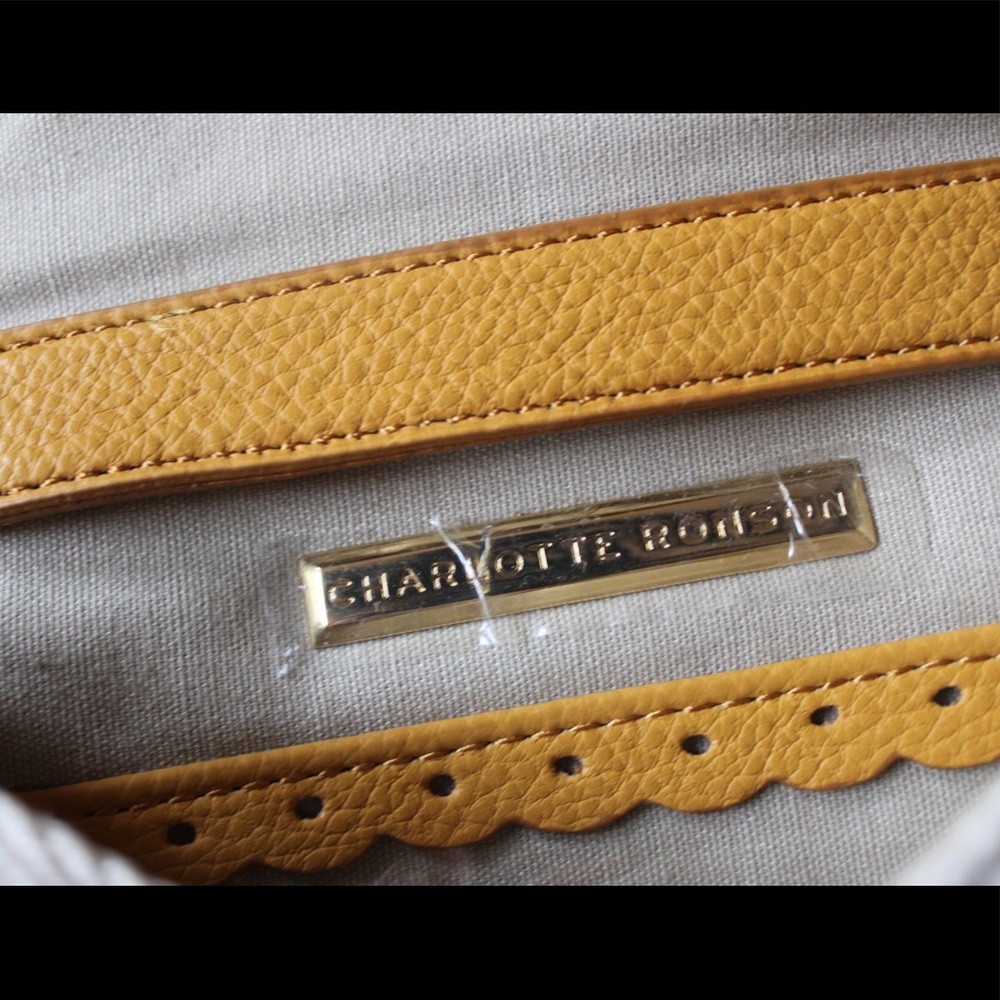 NWOT Charlotte Ronson Yellow Striped Rope Purse - Picture 7 of 8